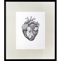 Inimi pereche -  grafică, creion pe hârtie, artist Izabela Zene